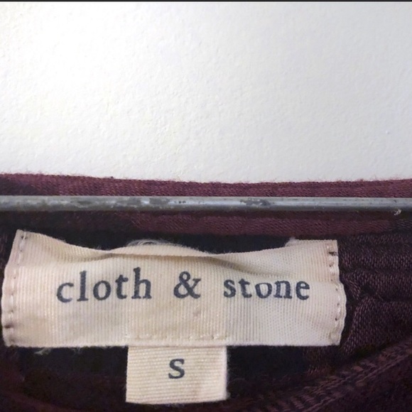 cloth & stone Lace Up Burgundy Navy Flannel Top - Picture 6 of 7